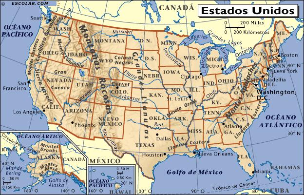 Mapa Estados Unidos Con Ciudades